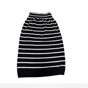GAP Wool Black/white Midi Striped Skirt